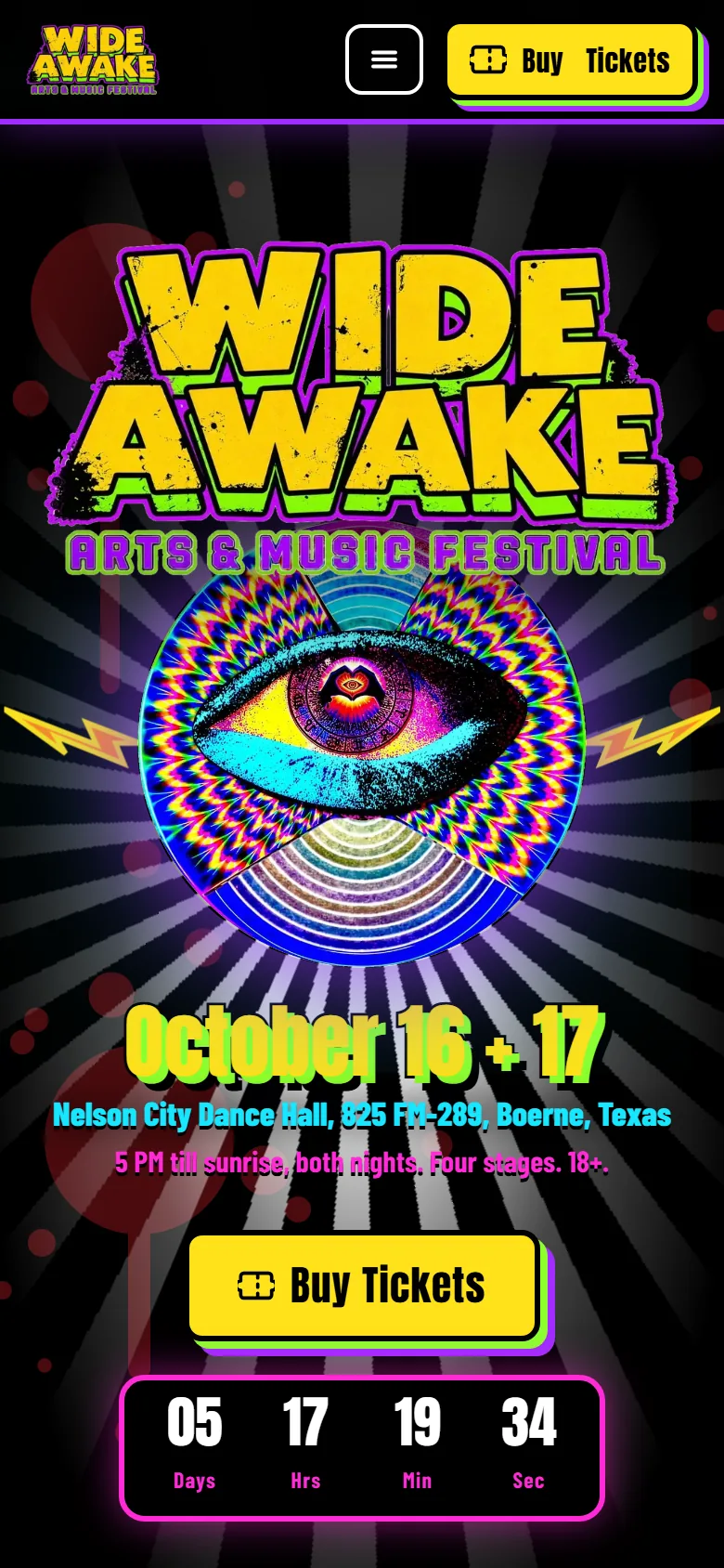 Wide Awake Festival website on a phone